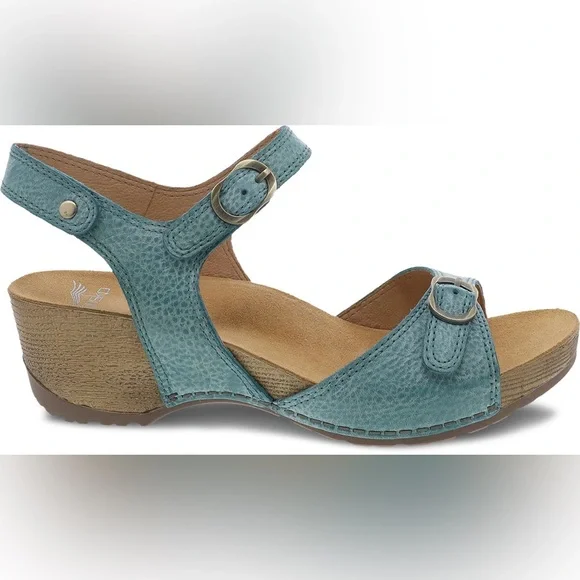 Dansko NEW Tricia Turquoise Blue Pebbled Leather Sandals EU 38/ US 7.5-8 - Picture 11 of 12